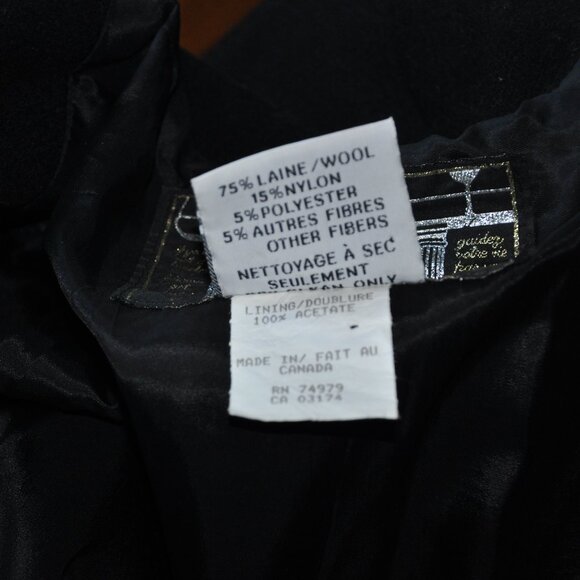 PARASUCO BLACK Wool Tailoreded Fitted CAR Coat Jacket Studded sleeves Zip-up Lrg - Picture 15 of 15